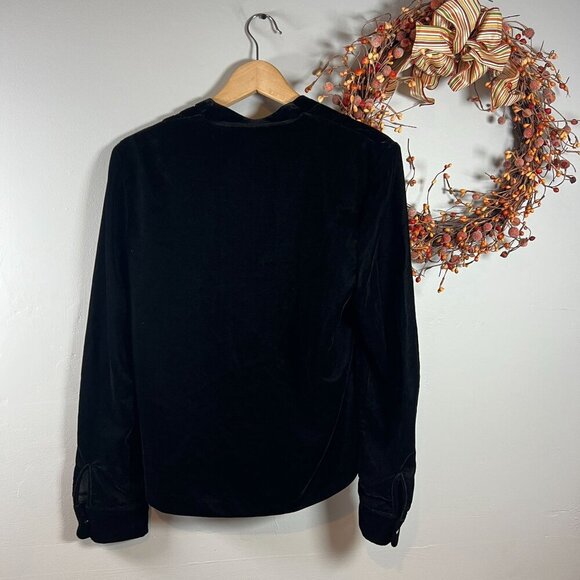 Lauren Ralph Lauren Black Label Velvet Top Sz 6 Black Plunging V Neck - Picture 6 of 10